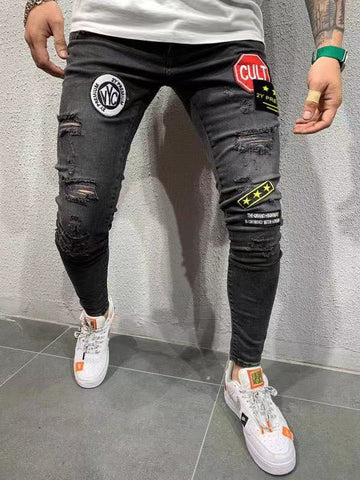 Badge Stretch Slim Jeans