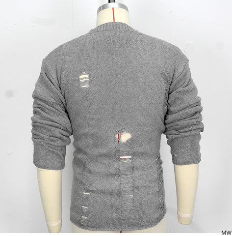 Fashion Ripped Hollow Long-sleeved Sweater