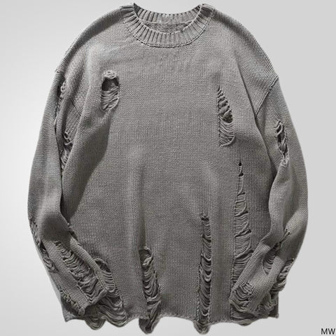 Fashion Ripped Hollow Long-sleeved Sweater