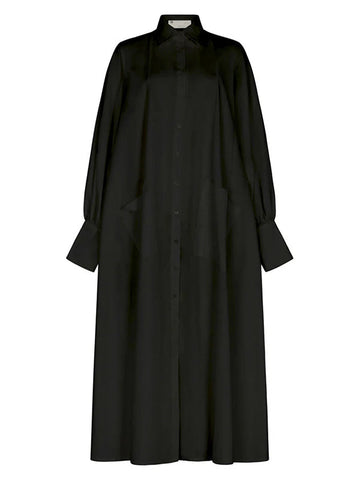 Solid Side-Slit Shirt Dress