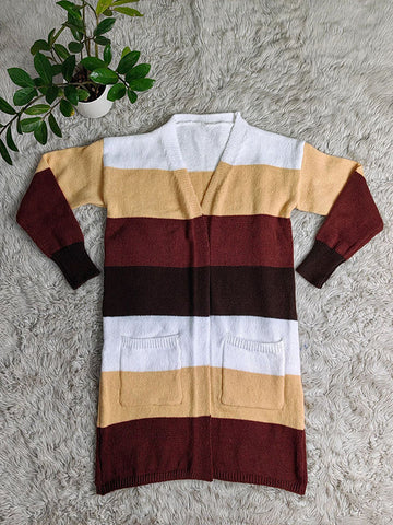 Fashion Colorblock Open-Front Cardigan