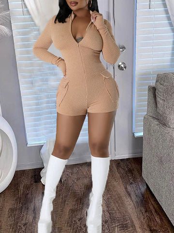 Zip-Front Cargo Romper