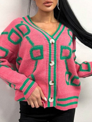Fashion Printed Button-Front Cardigan