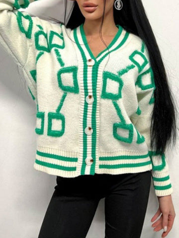 Fashion Printed Button-Front Cardigan