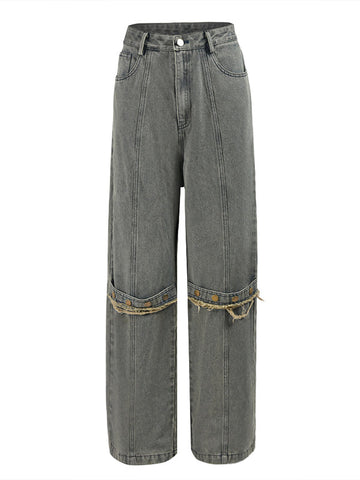 Button Straight Jeans