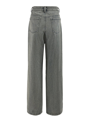 Button Straight Jeans