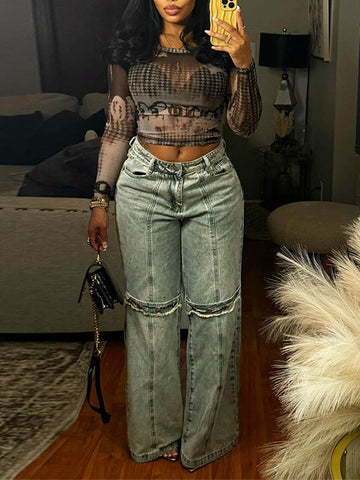 Button Straight Jeans