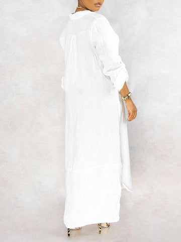 Button-Down Side-Slit Shirt Dress
