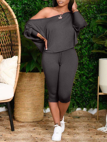Boat-Neck Top & Clam Digger Pants Set
