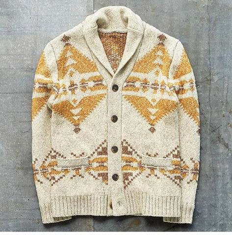 Style Jacquard Outer Sweater, Long-sleeved Knitted Jacket Top