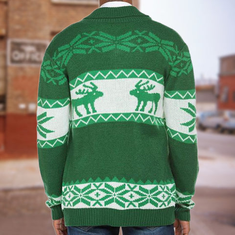 Christmas Jacquard Knitted Sweater, Button Cardigan Sweater Jacket
