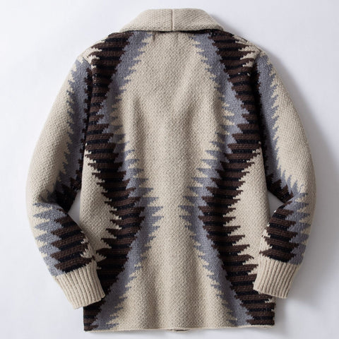 Vintage Jacquard Cardigan Knitted Long-sleeved Thickened Sweater
