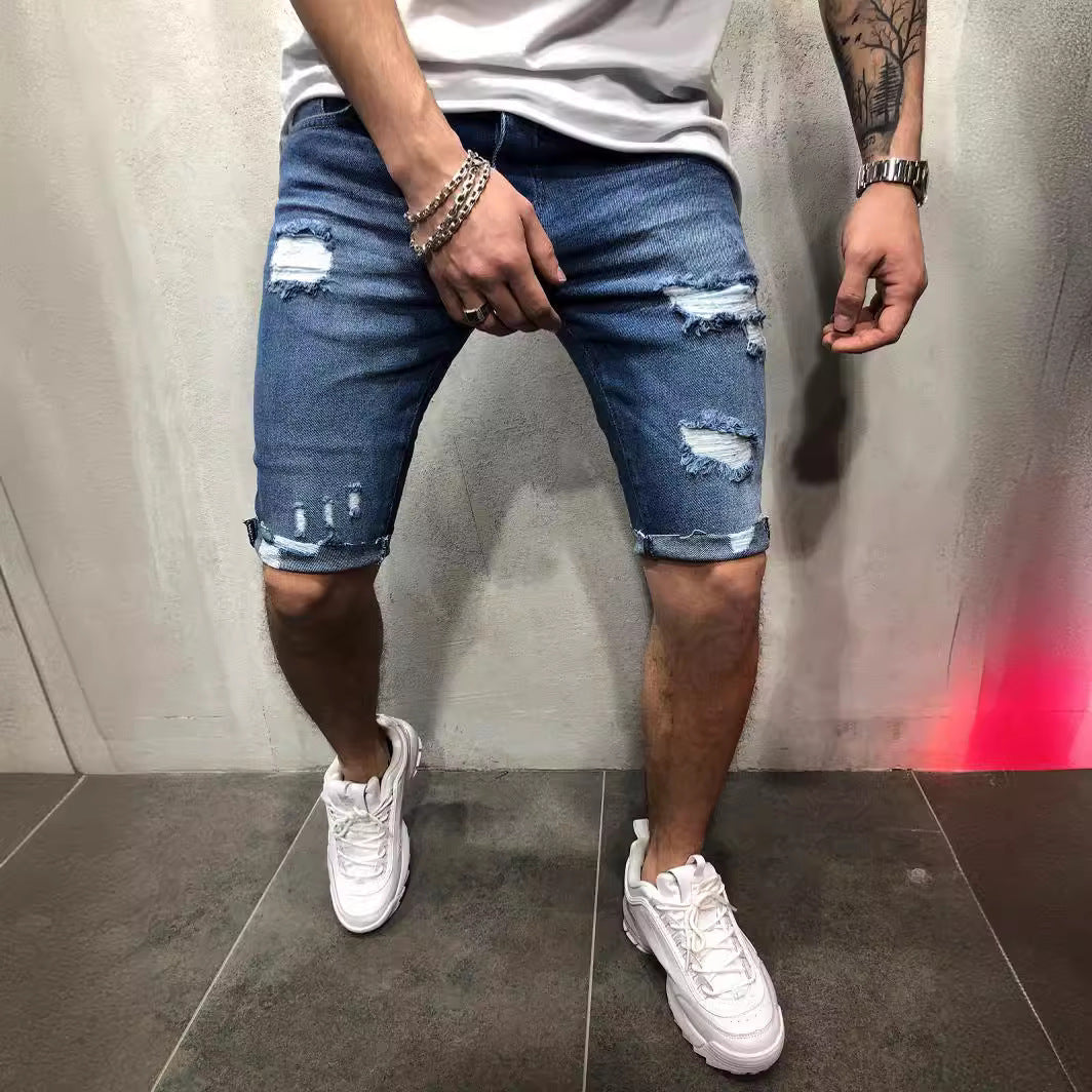 Ripped Slim-fitting and Thin Shorts