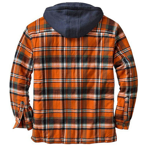 Classic Plaid Cotton-padded Coat, Plus Size Hooded Shirt and Coat.