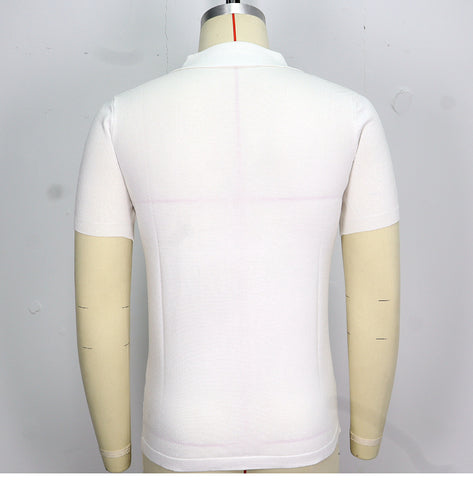 Men's Knitted Sweater, Lapel Pullover Casual Striped Polo Shirt