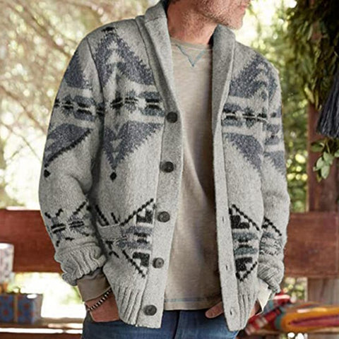 Style Jacquard Outer Sweater, Long-sleeved Knitted Jacket Top