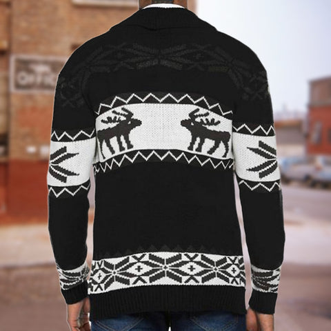 Christmas Jacquard Knitted Sweater, Button Cardigan Sweater Jacket