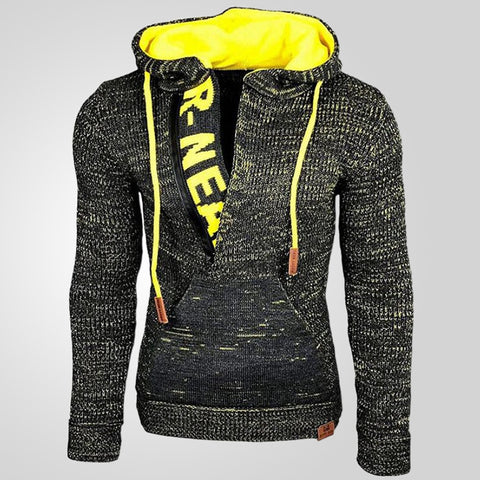 Hooded Pullover Knitted Sweater, Long-sleeved Knitted Sweater