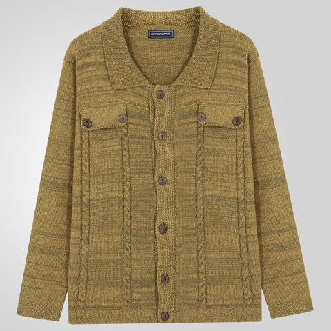 Long-sleeved Lapel Single-breasted Knitted Sweater, Slim-fit Cardigan Sweater Jacket