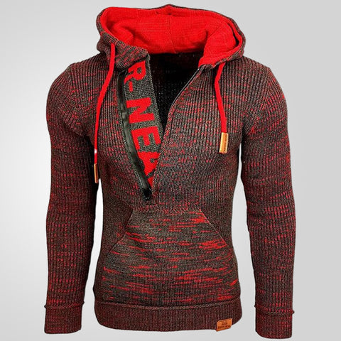 Hooded Pullover Knitted Sweater, Long-sleeved Knitted Sweater