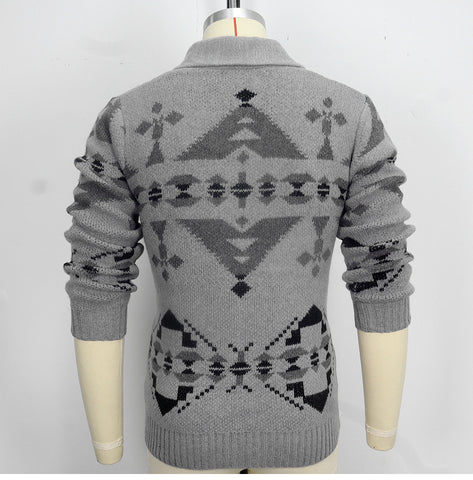 Style Jacquard Outer Sweater, Long-sleeved Knitted Jacket Top