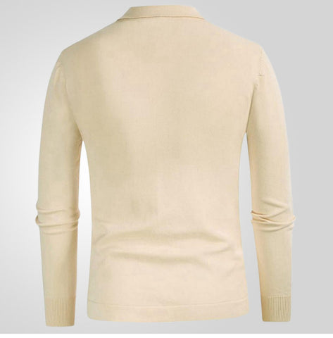 Striped Splicing Business Long Sleeve Polo Shirt