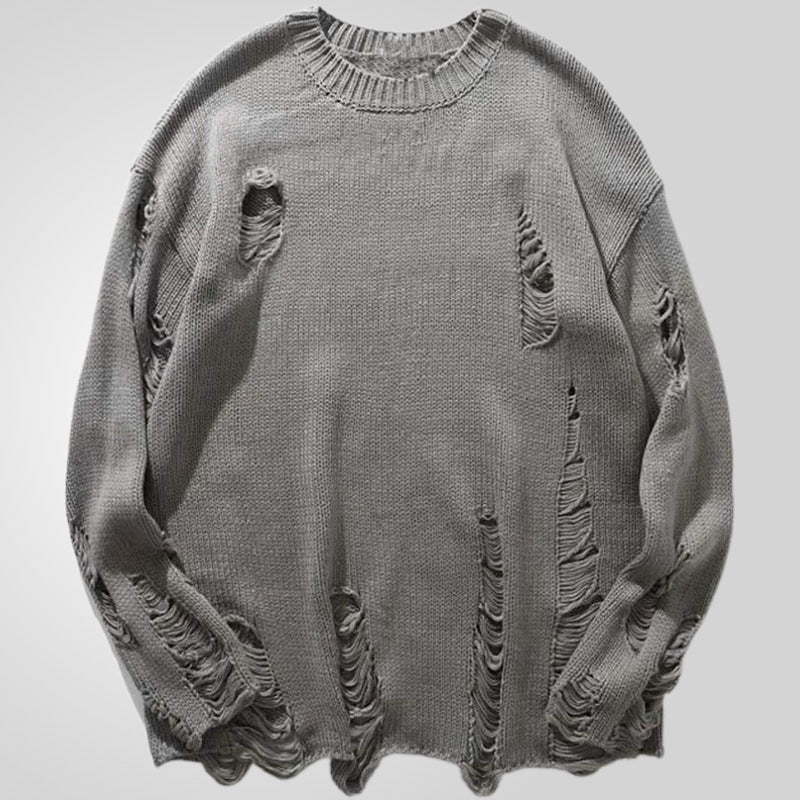 Fashion Ripped Hollow Long-sleeved Sweater