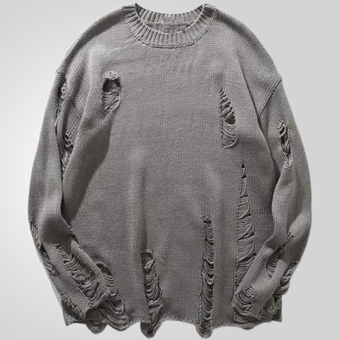 Fashion Ripped Hollow Long-sleeved Sweater
