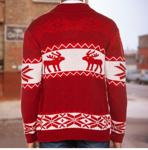 Christmas Jacquard Knitted Sweater, Button Cardigan Sweater Jacket