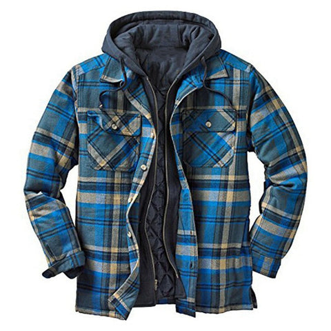 Classic Plaid Cotton-padded Coat, Plus Size Hooded Shirt and Coat.