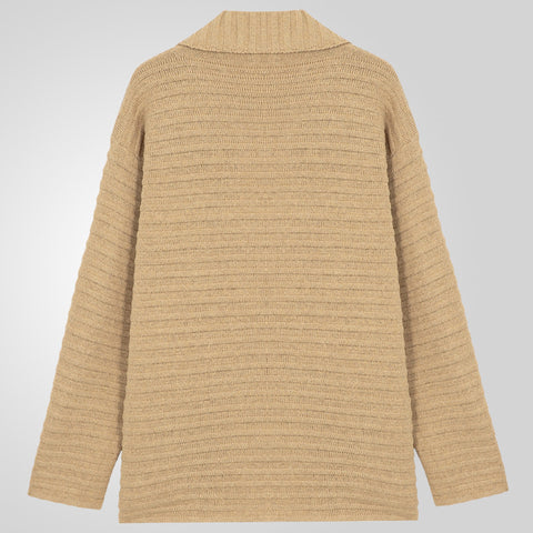 Fashion Cardigan Sweater, Lapel Neck Long-sleeved Men's Sweater Jacket