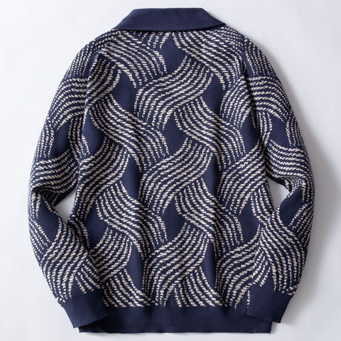 Core-spun Yarn Jacquard Knitted Cardigan Sweater