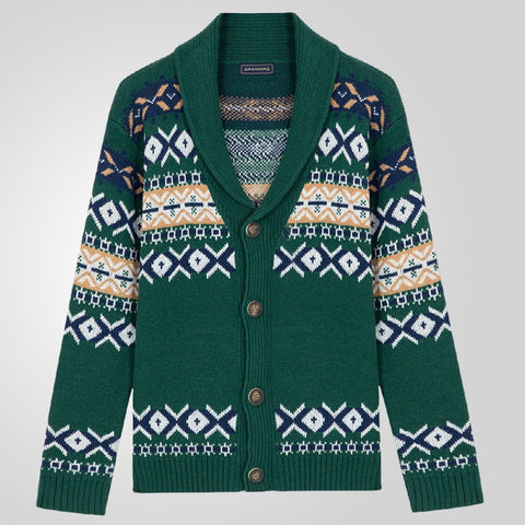 Knitted Lapel Long-sleeved Jacquard Sweater Jacket