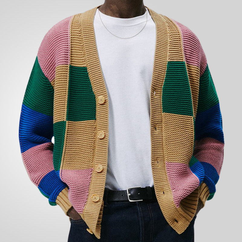 Fashion Contrasting Color Cardigan Sweater