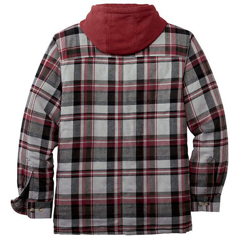 Classic Plaid Cotton-padded Coat, Plus Size Hooded Shirt and Coat.