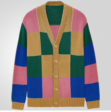 Fashion Contrasting Color Cardigan Sweater