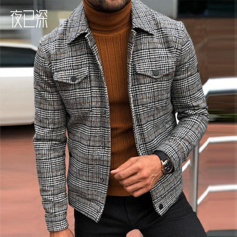 Fashion Slim Casual Plaid Jacket