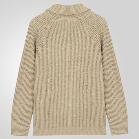 Solid Color Lapel Neck Long-sleeved Outer Wear Knitted Sweater