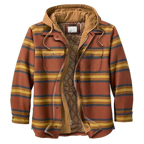 Classic Plaid Cotton-padded Coat, Plus Size Hooded Shirt and Coat.