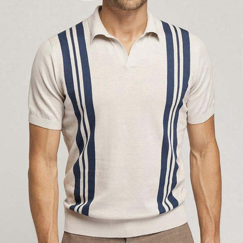 Slim-fit lapel casual polo shirt