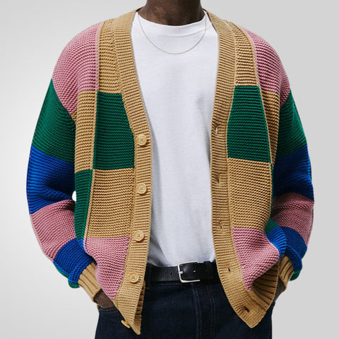 Fashion Contrasting Color Cardigan Sweater