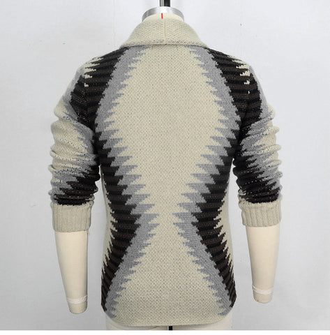 Vintage Jacquard Cardigan Knitted Long-sleeved Thickened Sweater
