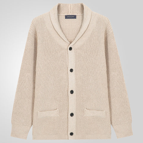 Solid Color Lapel Thickened Long-sleeved Cardigan Sweater