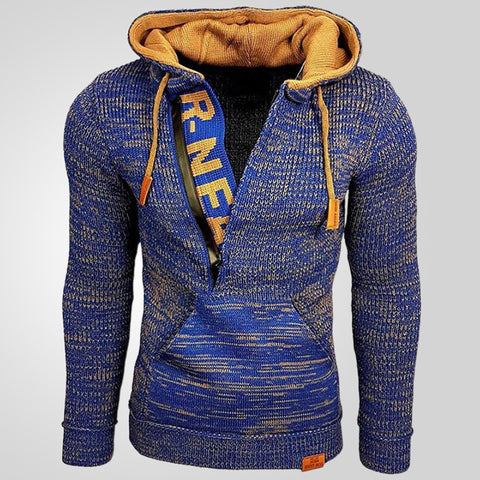 Hooded Pullover Knitted Sweater, Long-sleeved Knitted Sweater