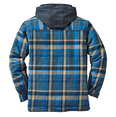 Classic Plaid Cotton-padded Coat, Plus Size Hooded Shirt and Coat.