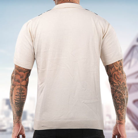 Slim-fit lapel casual polo shirt