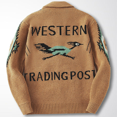 Vintage Jacquard Lapel Sweater Jacket