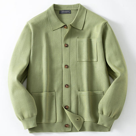 Knitted Sweater Shirt Collar Long Sleeve Sweater Jacket