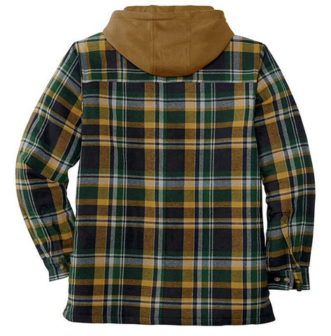 Classic Plaid Cotton-padded Coat, Plus Size Hooded Shirt and Coat.