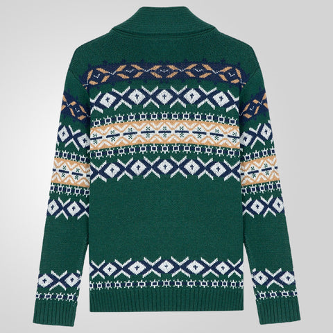 Knitted Lapel Long-sleeved Jacquard Sweater Jacket